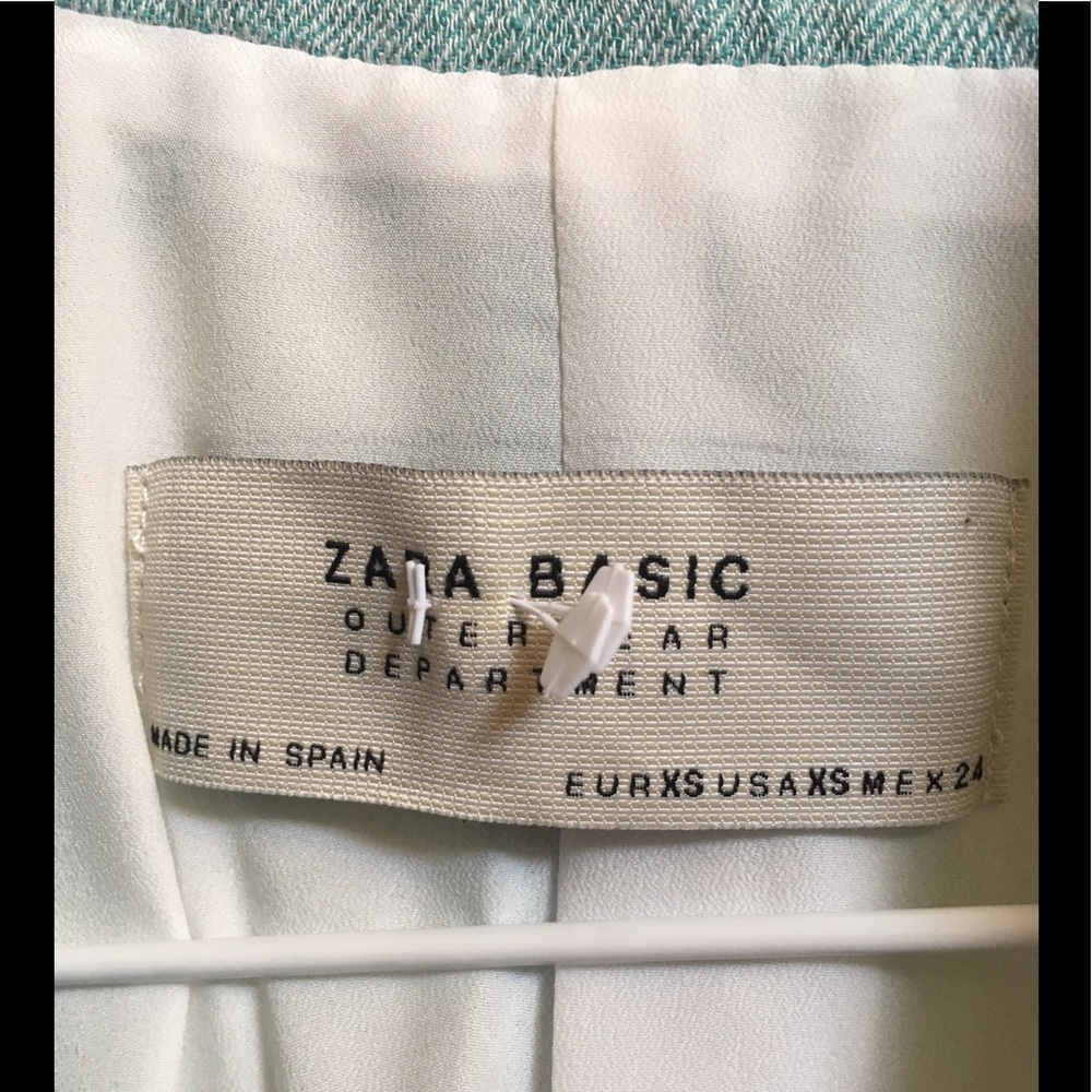 Zara Basic Outerwear Fall Blue Linen Pea Coat - image 5